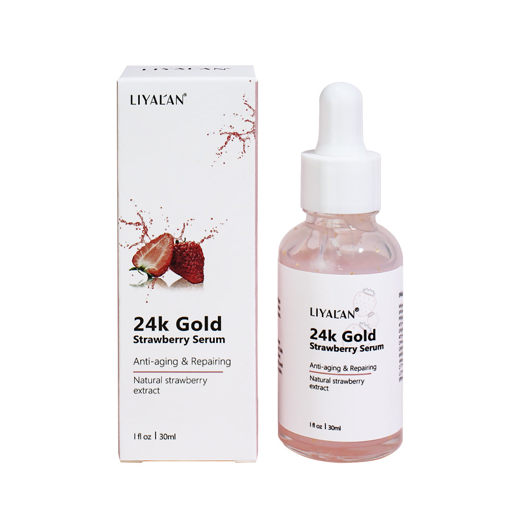30ML Natural Anti Age And Whitening Skin Strawberry 24k Gold Serum