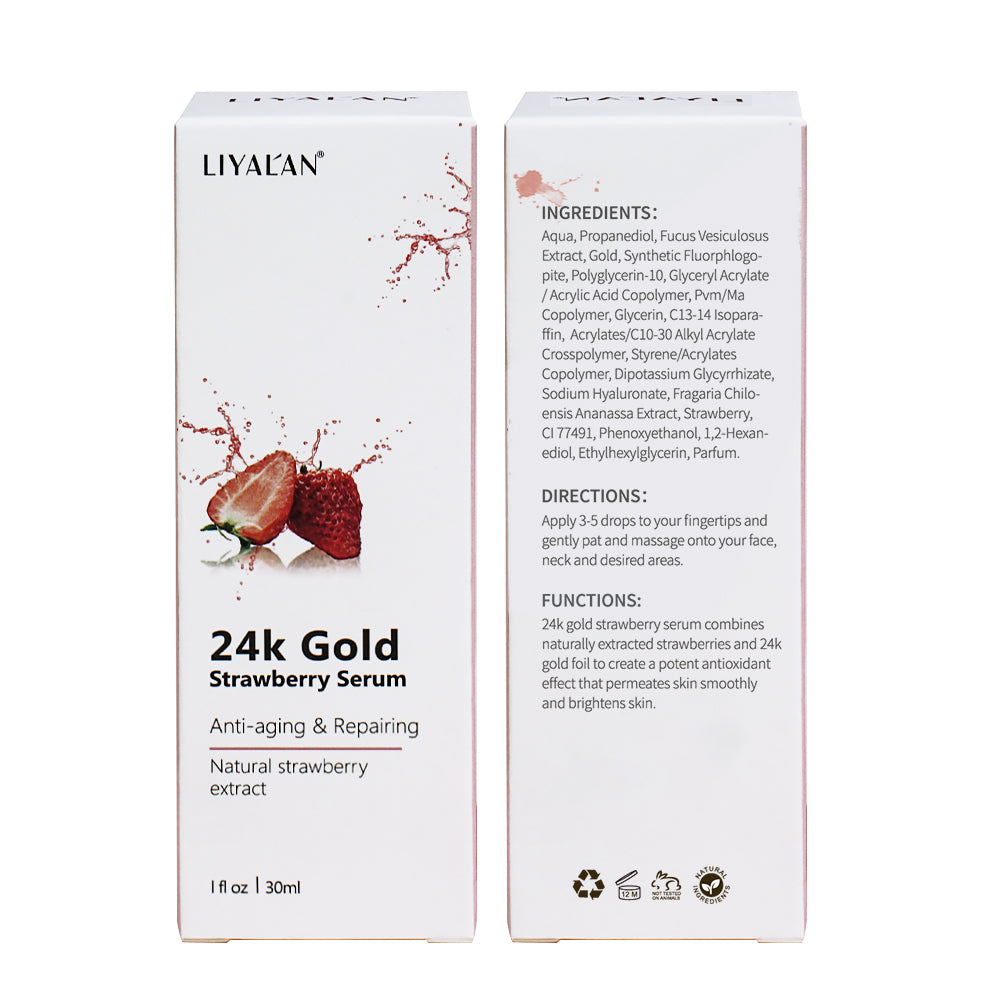 30ML Natural Anti Age And Whitening Skin Strawberry 24k Gold Serum
