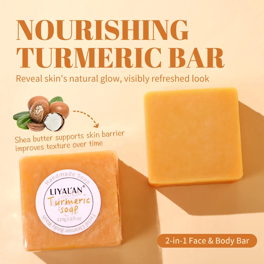 LIYALAN 2pcs Turmeric Soap