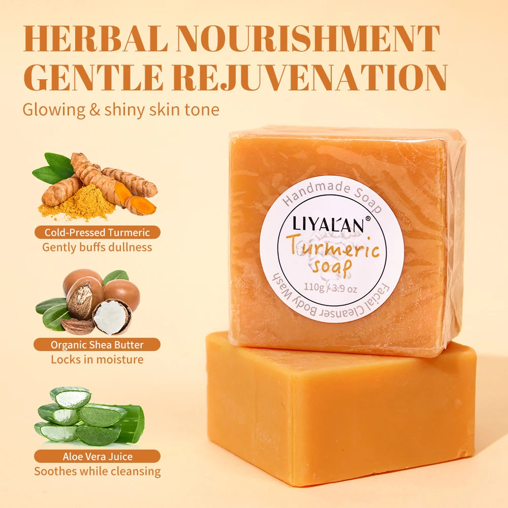 LIYALAN 2pcs Turmeric Soap