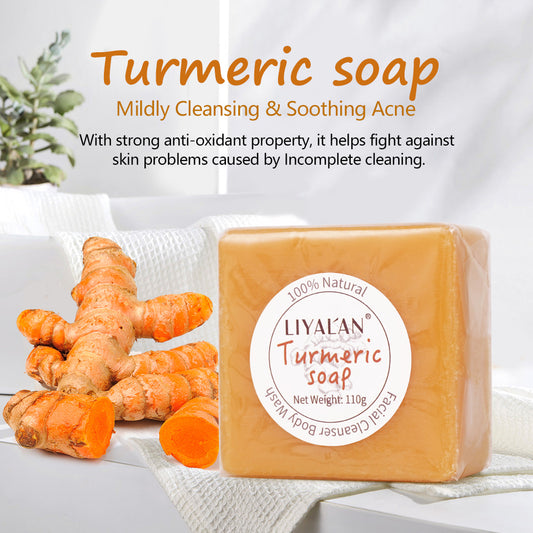 LIYALAN Handmade Turmeric Soap For Skin Brighten Lighten Dark Spots