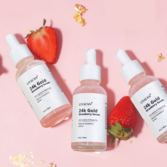 30ML Natural Anti Age And Whitening Skin Strawberry 24k Gold Serum