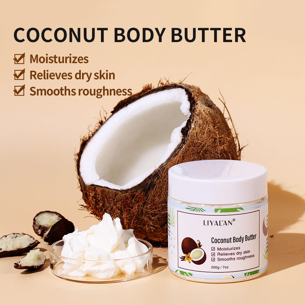 Organic Body Butter Cream Coconut Rose Whipped Body Moist LIYAL'AN