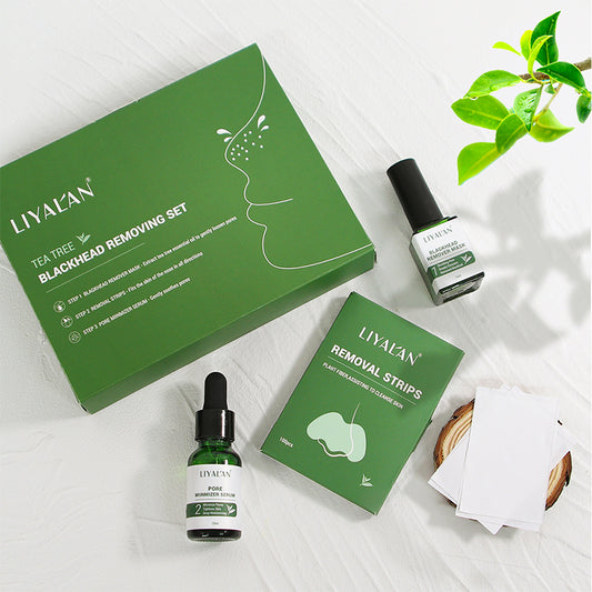 Tea Tree Oil Blackhead Removing Kit 3 in 1 Mask Serum Nose Strips  Peeling Mask Set