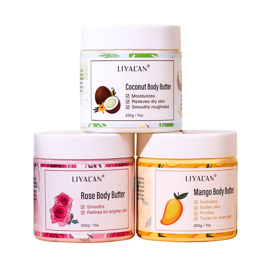 Organic Body Butter Cream Coconut Rose Mango Whipped Body Lotion Moisturizer